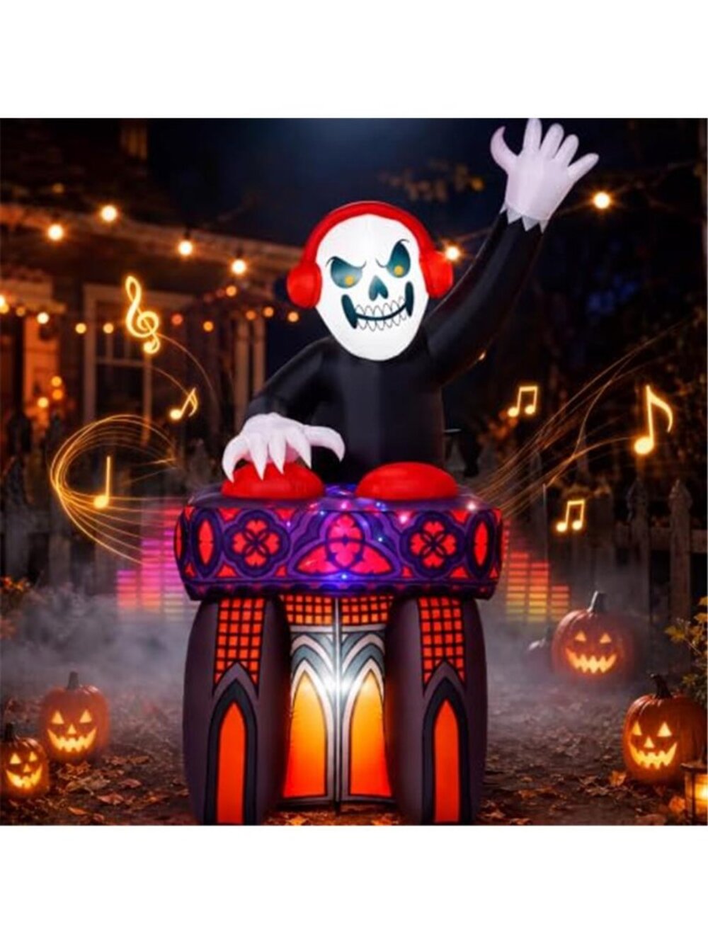 JOYIN 6FT DJ Skeleton Inflatable Decoration with Music Speaker & Music Track,